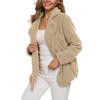 Women's Winter Casual Padded Thickened Suit Collar Button Lambswool Jacket Cardigan