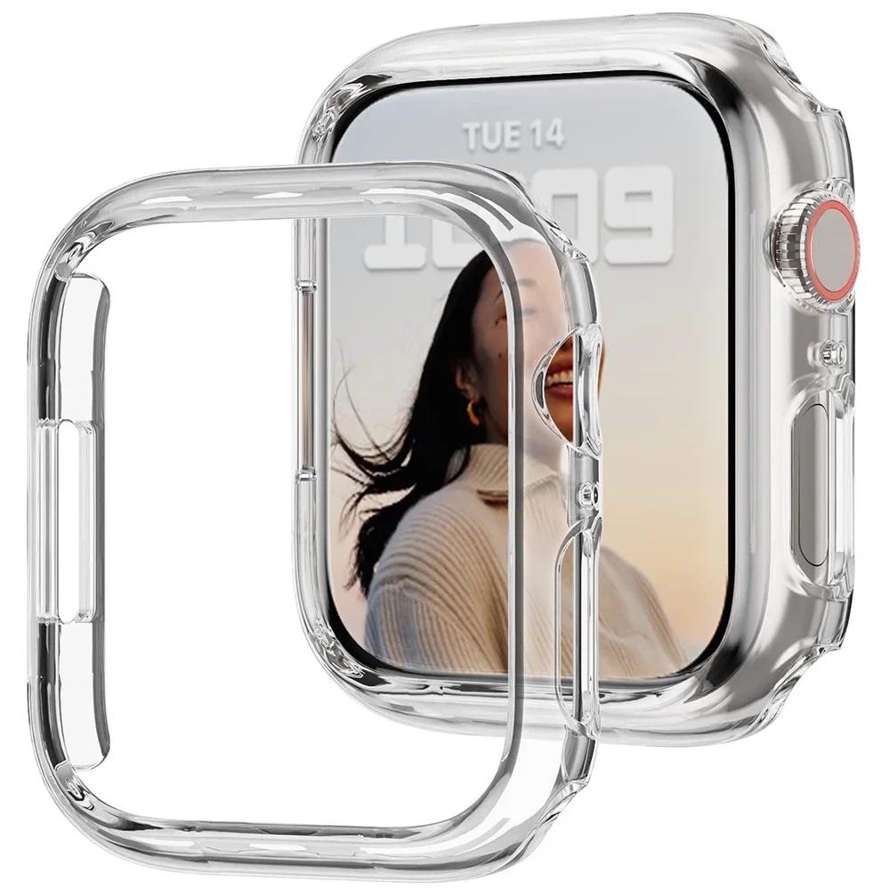 Чехол для Apple Watch Case 45мм 41мм 44мм 40мм 42мм 38мм 46 49 мм Аксессуары PC Защитный бампер iWatch Series 8 7 SE 6 5 4 3 9