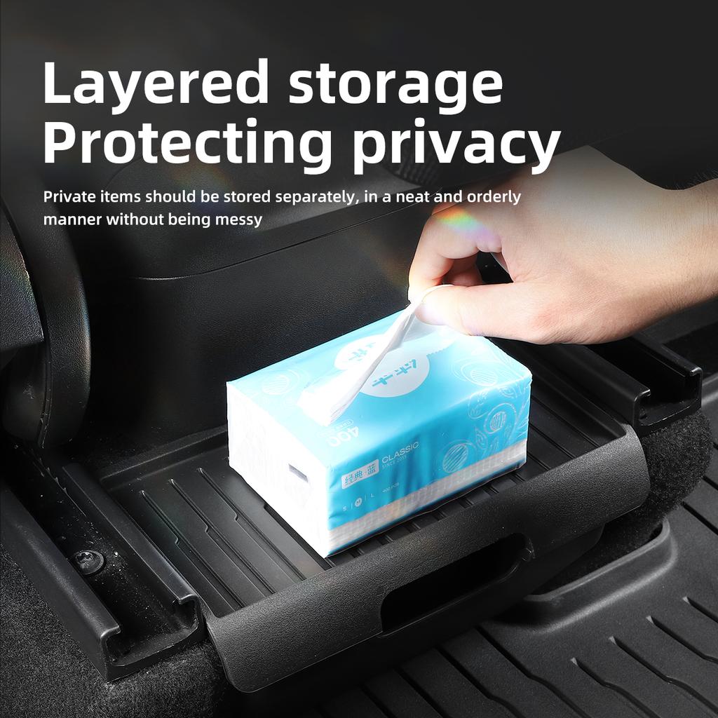 LUCKEASY For Tesla Model Y - The Driver And Passenger Seats Rear Middle Storage Box Under Seat Trash Box Car