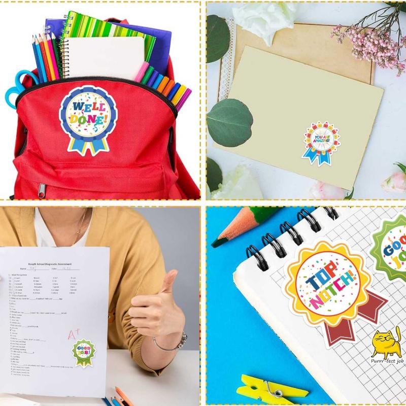 60Pcs10Sheets Excellent Medal Reward Sticker Cartoon Inspirational Label Badge Children Students Encourage Compliment Stickers