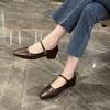 Women Flats Mary Jane French Style  One Strap Buckle Shoes Woman Sheepskin On Flat Heel 3.5cm Spring Autumn Vintage Simple Shoes
