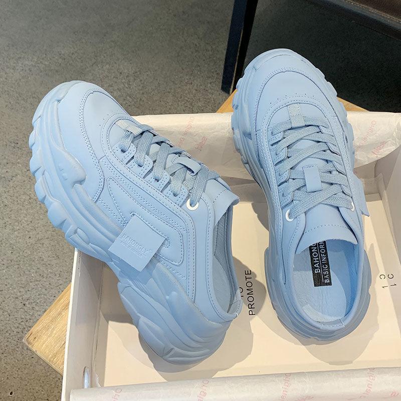 Slippers Women New Casual Platform Lazy Shoes Female Outer Wear Fashion Trend Chunky Sneakers Solid Color Lace -Up Ladies Shoes