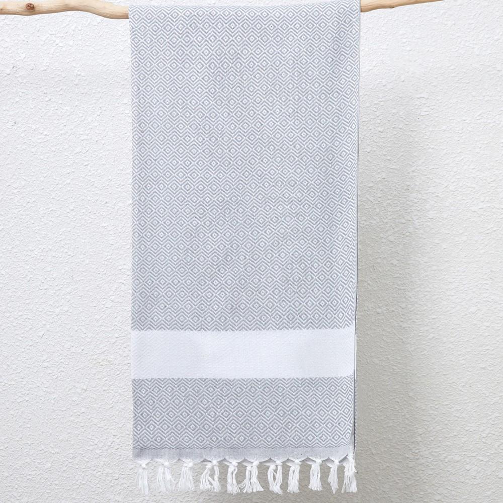 Плетеное Полотняно-Хлопковое Однотонное Большое Банное Полотенце Турецкое Пляжное Покрывало Смесь Хлопка и Льна Геометрический Ромбовидный Узор