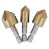 3 шт. Фреза для снятия фаски Деревообрабатывающий инструмент Быстрорежущая сталь Золотой Шестигранный стержень 5 канавок 90 градусов 12мм19мм