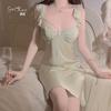 Women's Satin Deep V Padded Backless Tie Sleep Dress with Robe Lounge Set