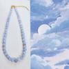 Niche Design Fashion Exaggerated Gradual Change In Size Light Blue Sea Blue Treasure Real Stone Beaded Temperament Personalized Necklace