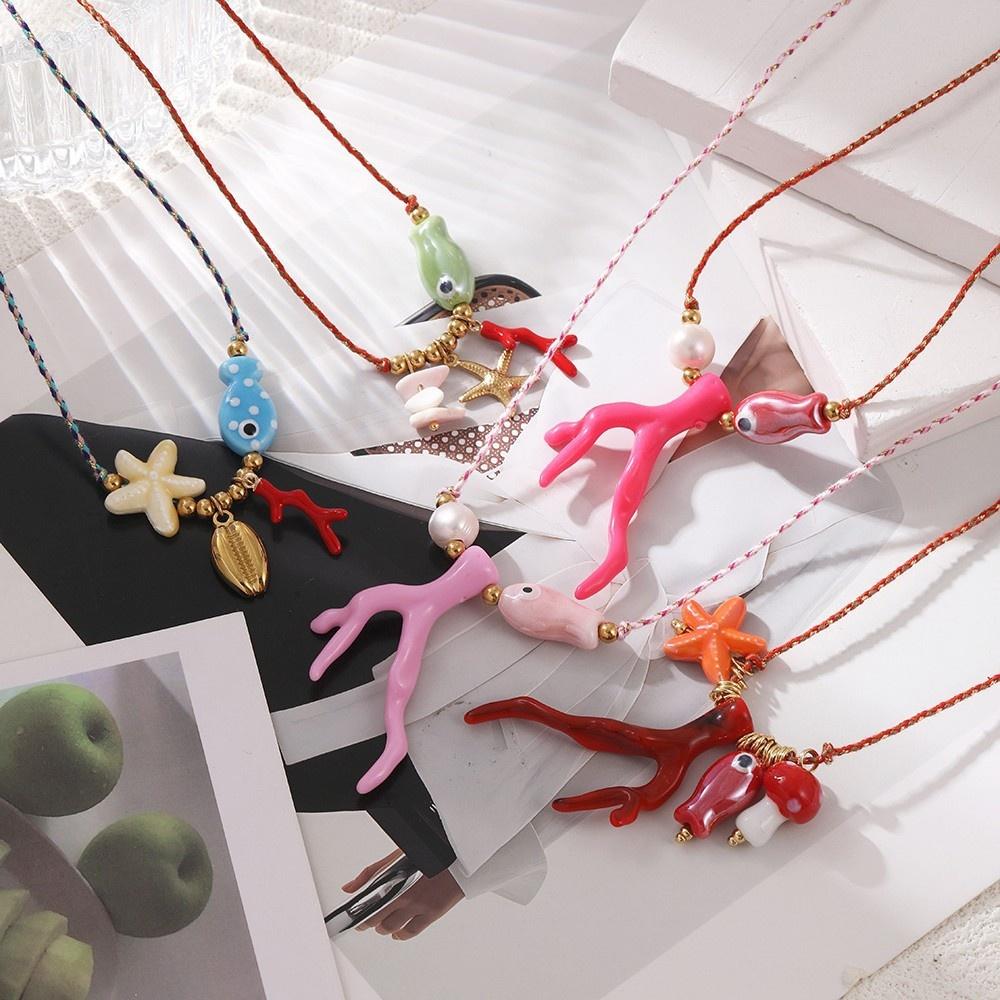 Asu Bohemia Animal Fish Star Shape Pendant Titanium Steel Beads Woven Rope Necklace for Women China