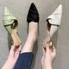 Women's Summer Baotou Half Slippers Thick Heel Pointed Toe Outer Bottom Slippers
