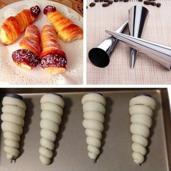 6 шт. Металлические конусообразные спиральные трубочки для круассанов и датской выпечки