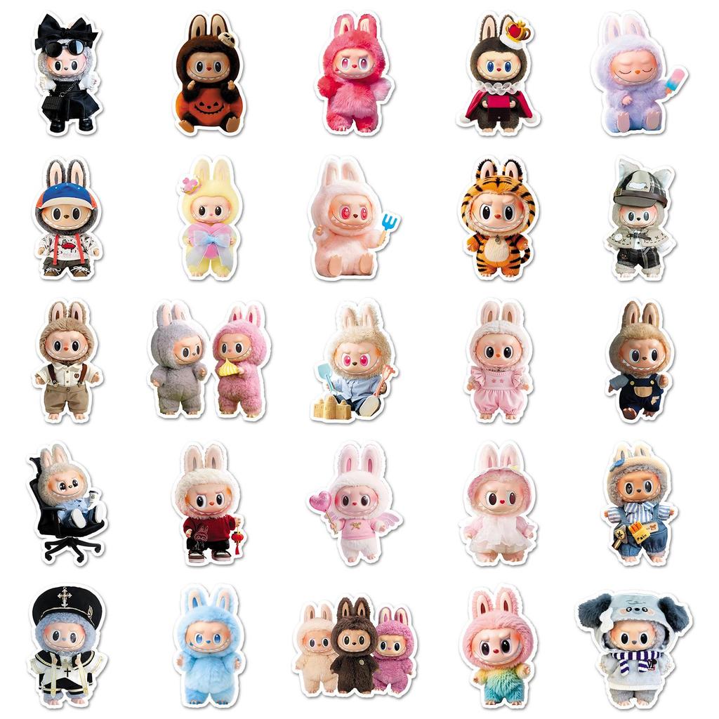 50 наклеек с куклой Лабубу: Водонепроницаемые декоративные наклейки для блокнотов и термокружек