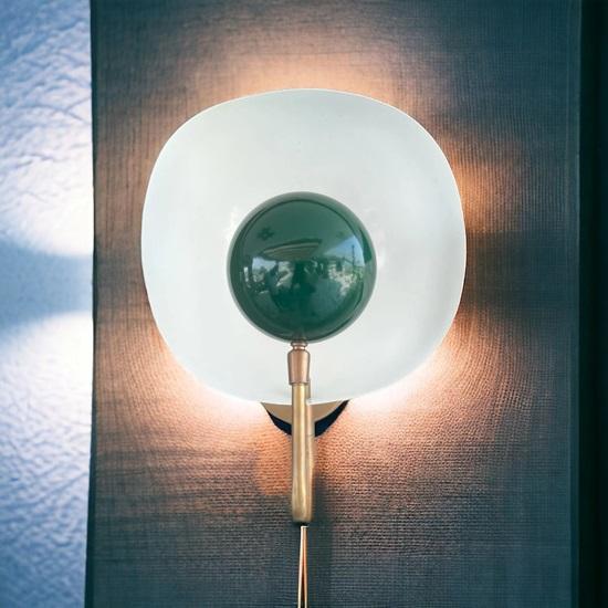30.48 Cm Green Mid Century Modern Brass Wall Sconce Industrial Style Bathroom, Bedroom Light Ball Reproduction Lamp