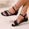 Мода 2025 Горячая Распродажа Женская Обувь Ремешок с Пряжкой Женские Сандалии Мода Открытый Носок Повседневный Большой Размер Удобные Сандалии на Танкетке Шлепанцы