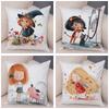 Super Soft Plush Pillow Case for Sofa Home Watercolor Cartoon Girl Cushion Cover Decor Fairy Tale World Lovely Child Pillowcase