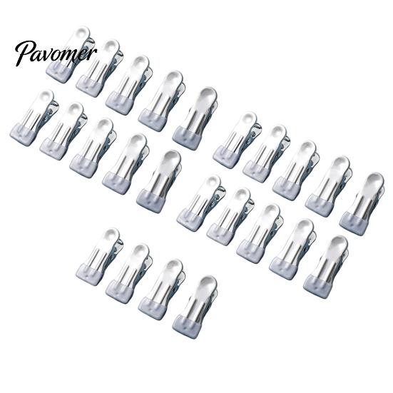 Rust Resistant Utility Clips for Outdoor Laundry 24PCS Stainless Steel Clothes Pegs, with Non-Slip Rubber Coating, Heavy Non Marking Fabric