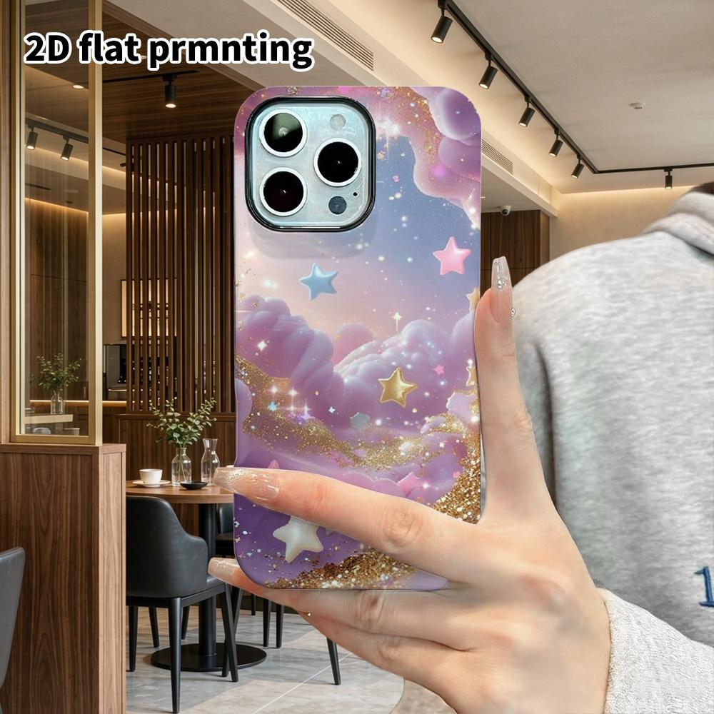 Phone Case: 2D flat design suitable for iPhone 18, 17, 16, 15, 14, 13 Pro film protective case, couple style, starry dream, Christmas and Halloween gi
