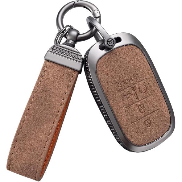 YO&YOYE Compatible With Honda Key Fob Cover With Keychain Leather Key Case Protector For Honda Accord Civic CRV Pilot Odyssey 11Th Gen Smart Key