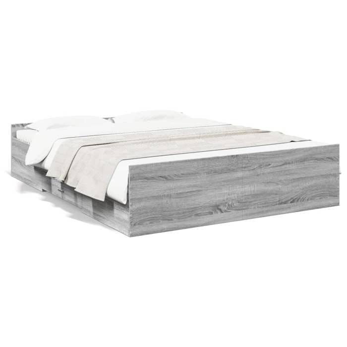 VidaXL Bed Frame with Drawers Sonoma Grey 150x200 Cm Engineered Wood, Bed, Storage Bed, Double Bed Frame, Bed 3280291