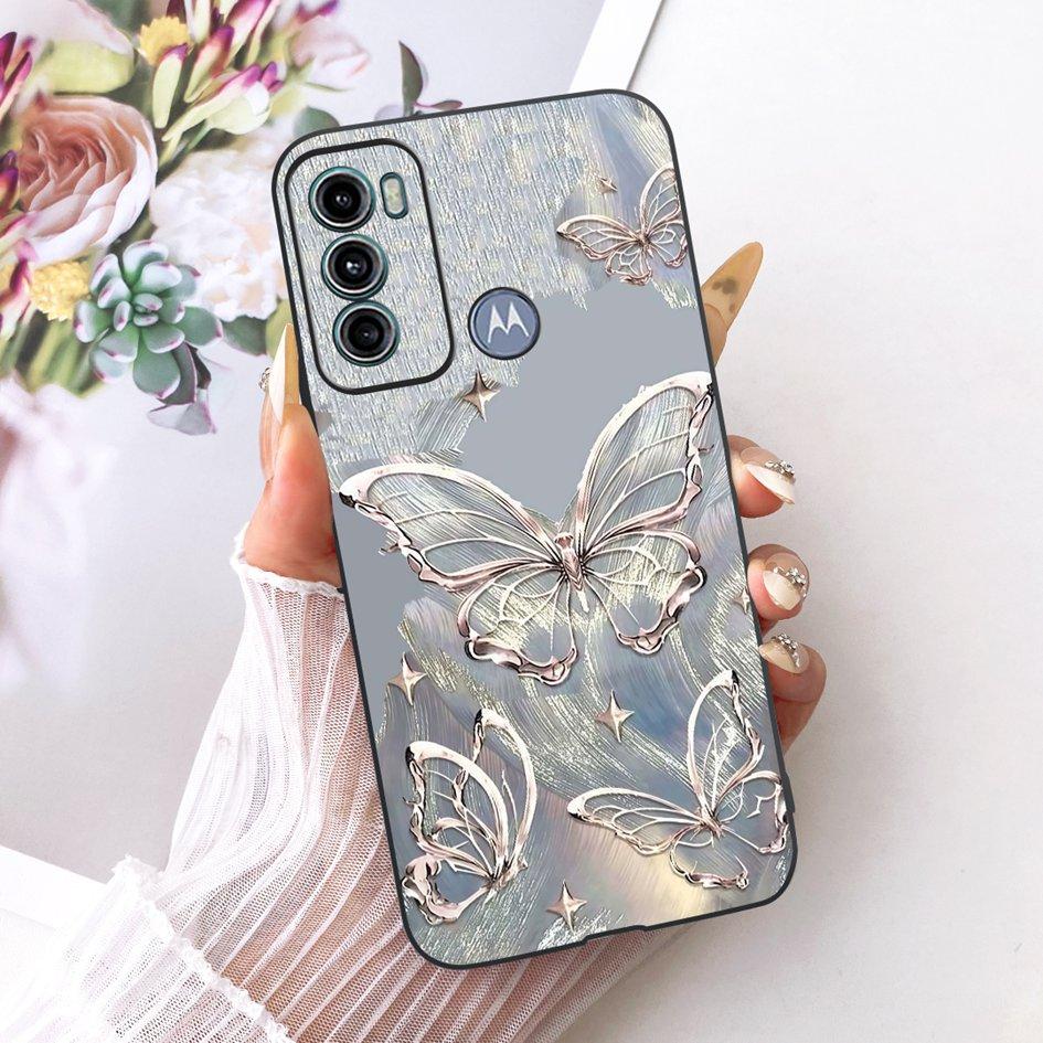Case For Motorola Moto G60 Cover 6.8" Popular Butterfly Flower Soft Black Silicone Phone Case For Motorola Moto G40 Fusion Shell