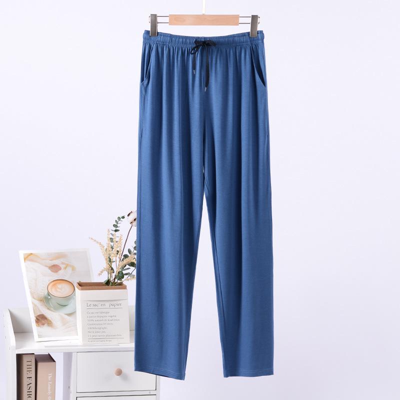 Мужские пижамные брюки большого размера из модала и ледяного шелка - Повседневные, Свободные, Длинные, Цельные