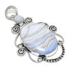 Голубой кружевной агат, лунный камень, ювелирная подвеска из стерлингового серебра 925 пробы 3,15" A5Q01
