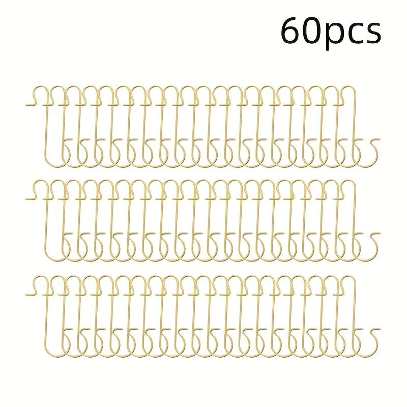 60pcs Christmas Ornament S-Hooks, Metal Rustproof Hangers for Xmas Tree Stockings Lights Garland, Halloween Autumn Decor