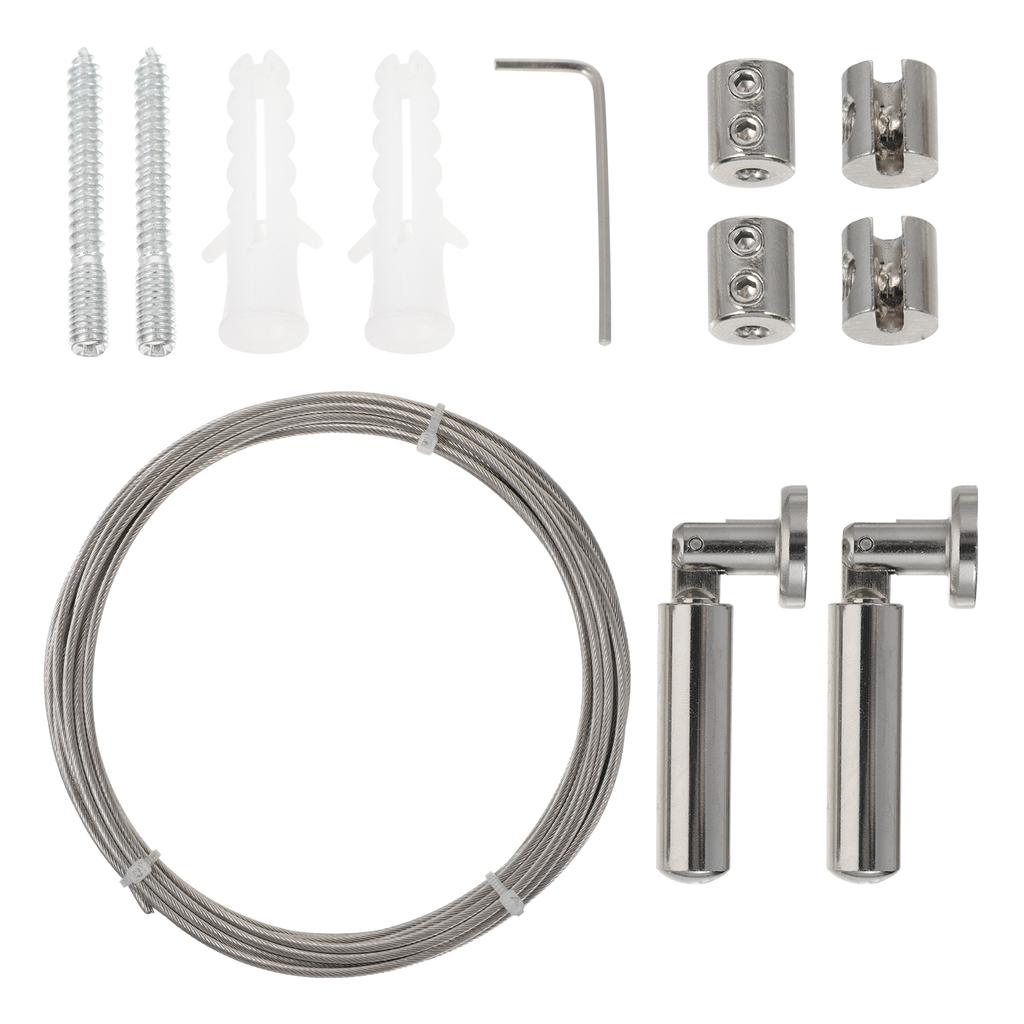 Stainless Steel Clothesline Curtain Rod Extra Long Rods Wire Kit Outdoor Scalable
