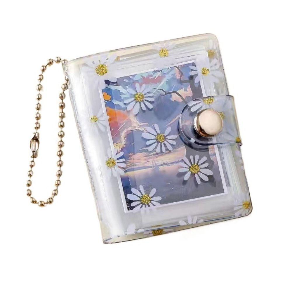 With Buckle Daisy Photo Album Thickened Pocket Keychain Album Mini Card Holder  Birthday Gift