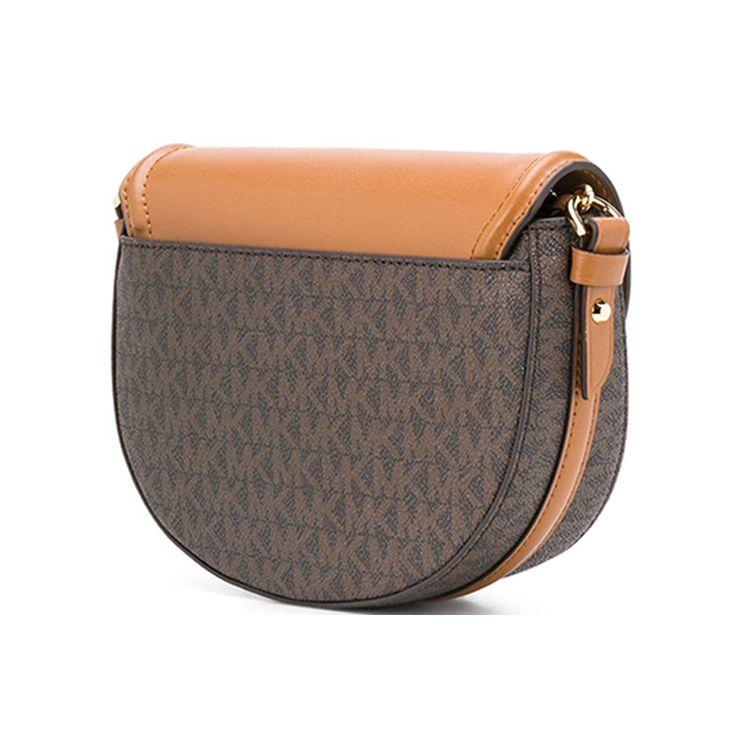 Michael Kors Mk Jet Set Charm Классический Монограмма Color Block Кожаная Сумка-Седло Crossbody Средняя Женские Сумки Темно-Коричневый Желудево-Коричневый 32T0GT9C6B-252