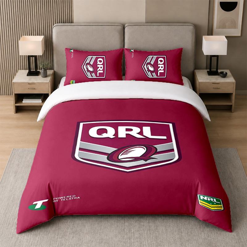 3Pcs Bedding SetQueensland Maroons Soft Bed Sheet and Two Pillowcases Home Bedroom Decor