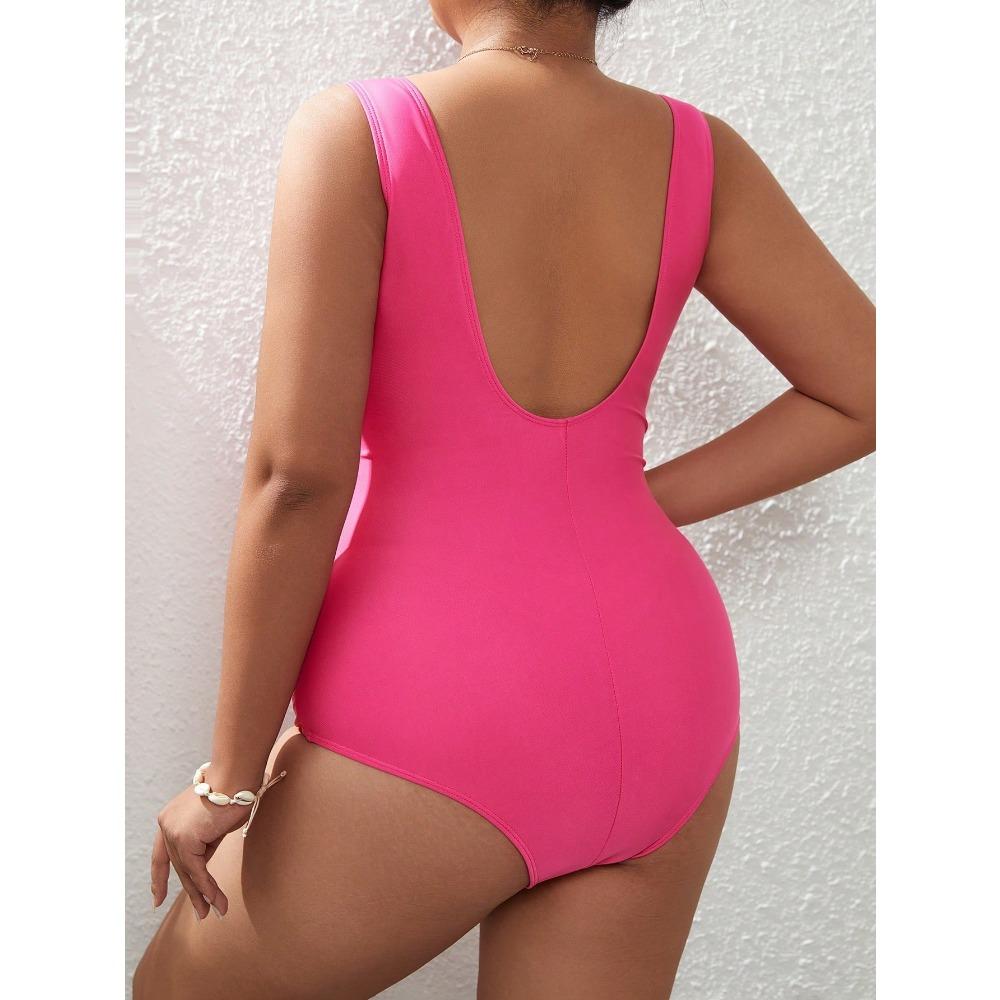 New New Sexy Suit One-piece Swimsuit Solid Color Plus Size Swimsuit