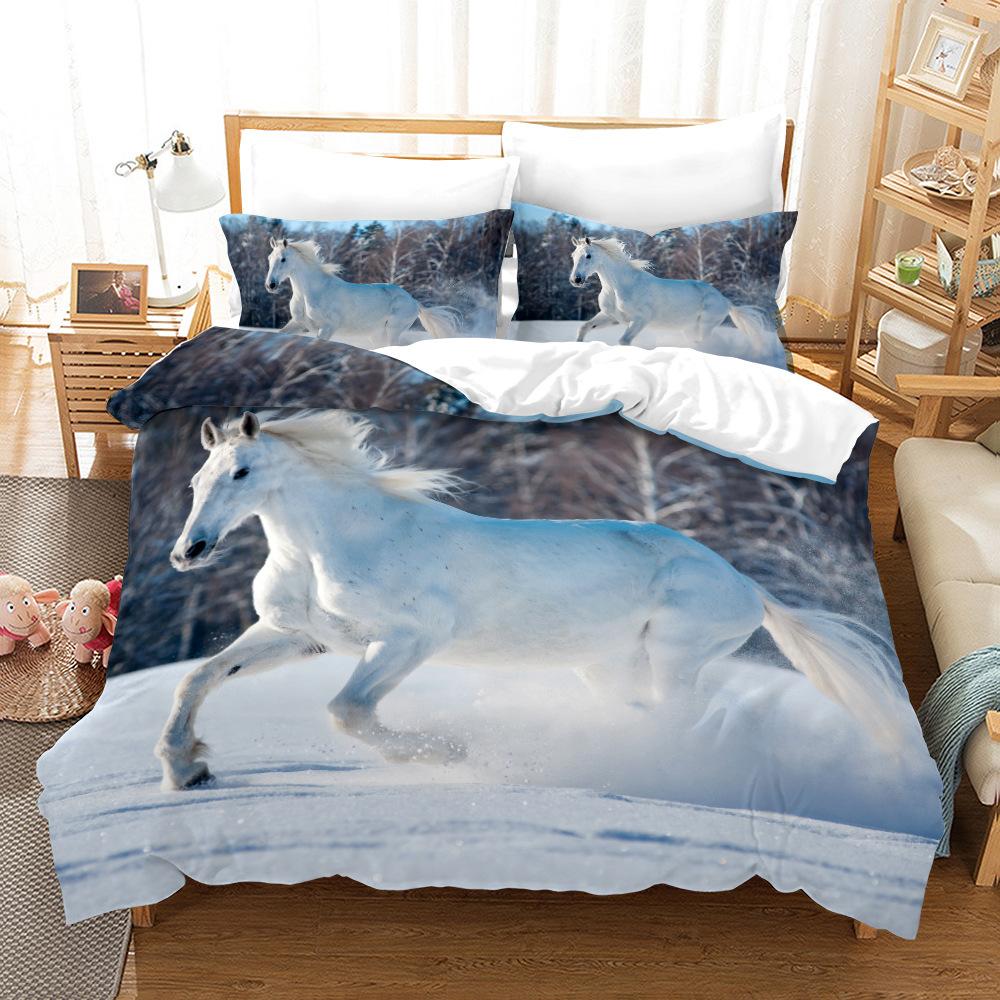 Комплект пододеяльника «Дикие лошади» с 3D-принтом, тематика «Животные», уникальный экзотический стиль, чехол для одеяла размера кинг для детей, полиэстеровый комплект постельного белья