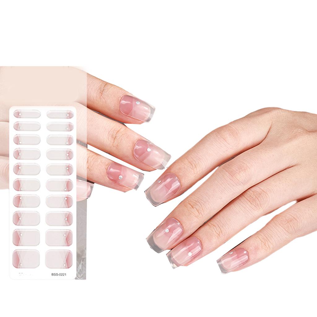 2 шт. полуотвержденных гелевых полосок для ногтей для женщин, гелевые наклейки для ногтей, долговечные гелевые обертывания для ногтей с мягким глянцевым гелевым покрытием