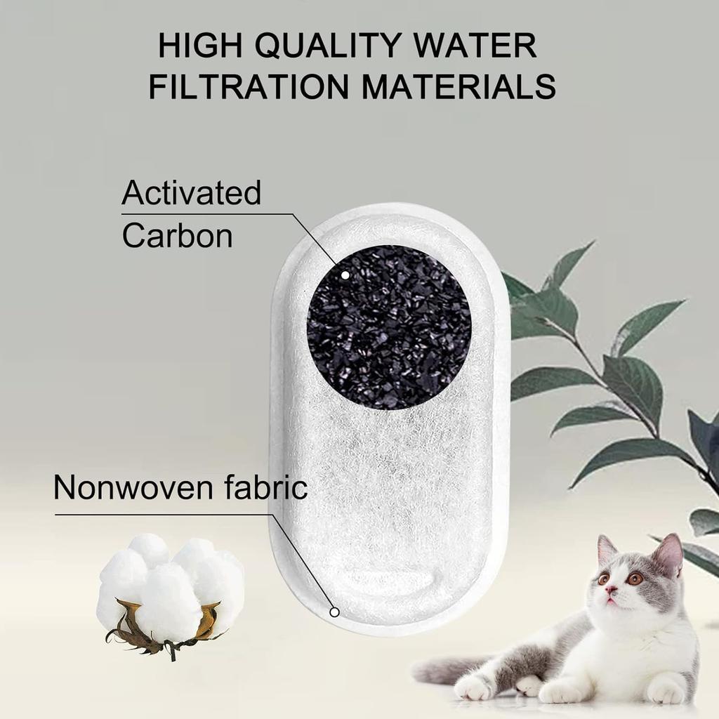Cat Water Fountain Filter 8 12 16 Pack with Sponges Compatible with 108 3.2L and 64oz 2L Stainless Steel Pet Water Fountains Replacement Cat Foun