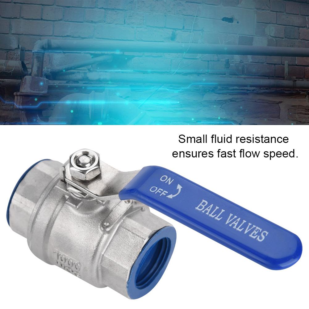 Valve, 1000WOG 316 Stainless Steel Two Piece Full Bore Valve Female Thread Water Valve Gas Shutoff Valve Heavy Duty Plumbing Fitting for Wat