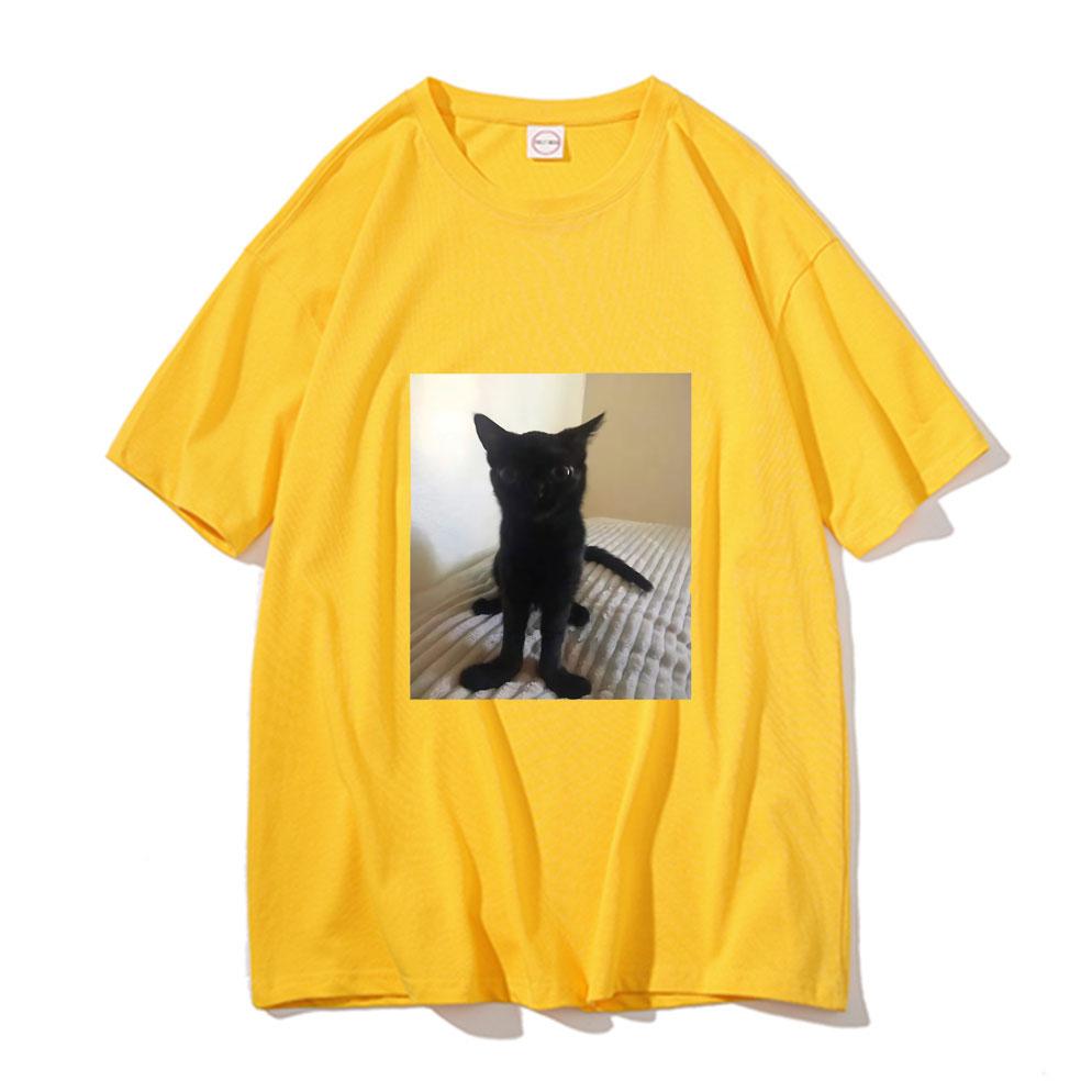 Big Foot Jinx T-shirt Black Cat Pattern Tshirt Funny T Shirts Cotton Tops Spring New Round Neck Tee Short Sleeve