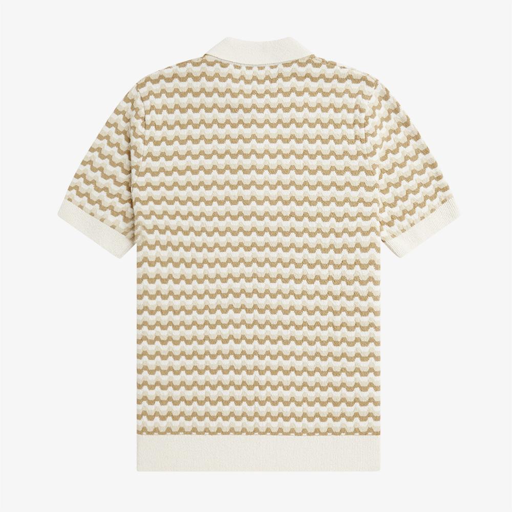 FRED PERRY [Sharp] Boucle Jacquard Knit Shirt - Ecru Afpm2417636-560