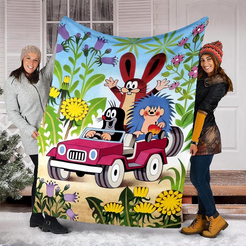 Krtek Theme Printed Blanket - Perfect for Couch, Bed, Travel & Outdoor Use | Machine Washable, Cozy & Durable.