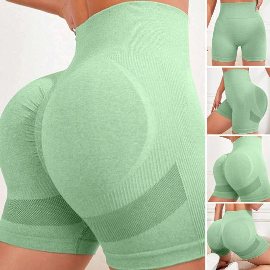 Yoga Shorts Slim Fit High Elasticity Tummy Control Seamless Quick Dry Anti-exposure Butt Lifted Soft High Waist Jogging Running Sports Shorts