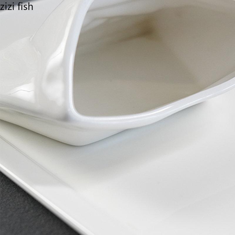 Керамическая тарелка для закусок Creative Pure White Специальная форма Тарелка для картофеля фри Десертные тарелки Тарелки для суши Посуда Обеденная тарелка
