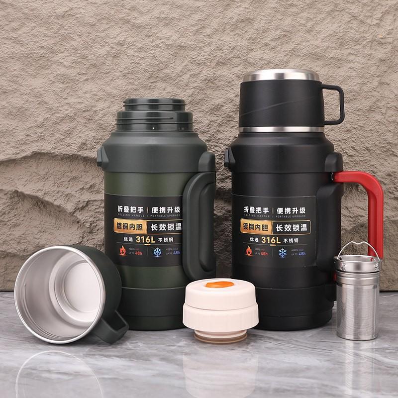 Large Capacity Vacuum Insulated Thermos Flask 316 Stainless Steel With Tea Filter Car Camping Home Office Travel