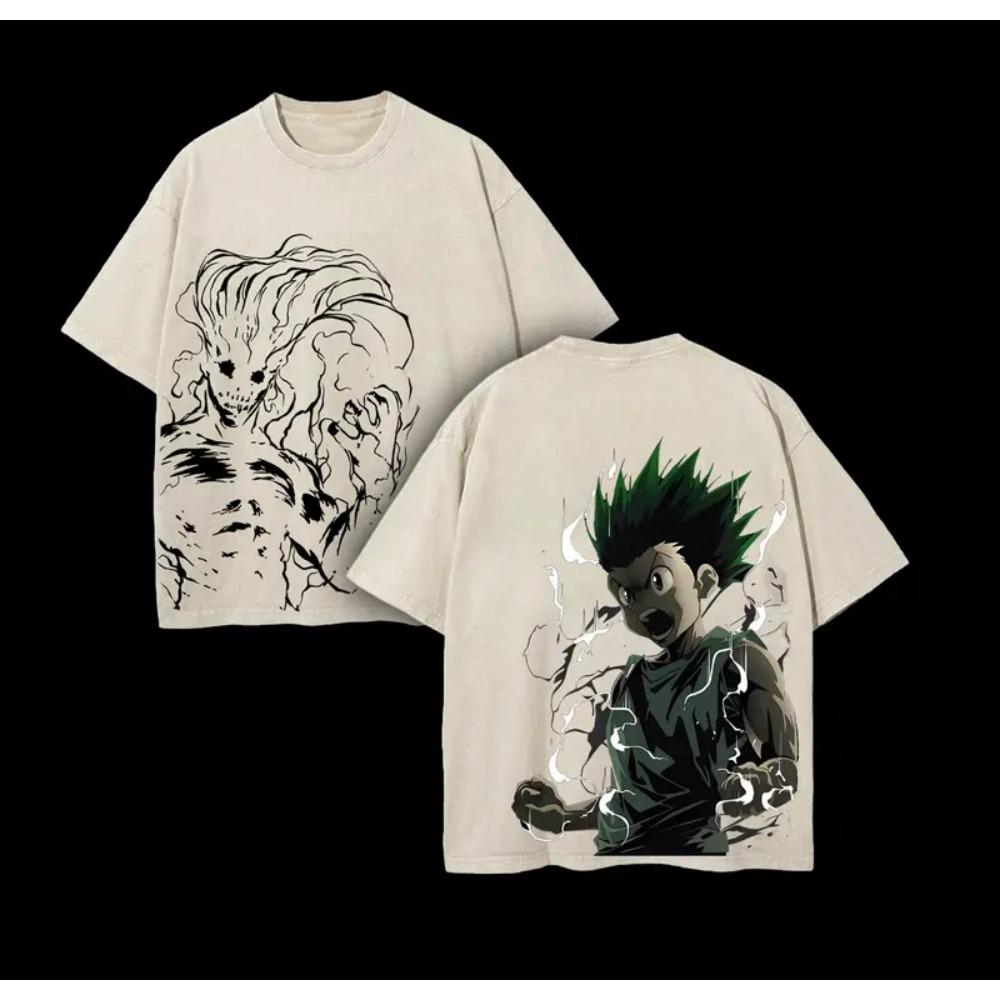 Hunter X Hunter Gon Freecss Anime Clothing Men Women T-shirts Short Sleeve Washed T Shirt Vintage Cotton Tshirt Harajuku Tops