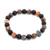Couples Bracelets Pair Leopard Skin Jasper Lava Stone
