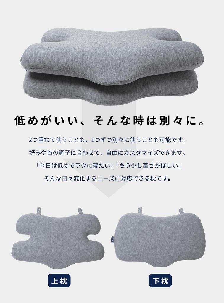 eairpo sleep Double Pillow, 2-Level Adjustable Height, Low or High, Thin Memory Foam Pillow, Ideal for Side Sleepers, Relieves Stiff Shoulders,