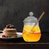 Transparent Honey Jar Stays Fresh Honey Glass Pot Portable with Dipper and Lid
