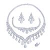 Роскошный Свадебный Циркониевый Набор из Четырех Предметов: Ожерелье, Серьги, Браслет, Кольцо. Аксессуары для Свадебного Платья, Вечернего Платья, Ужина. Женский.