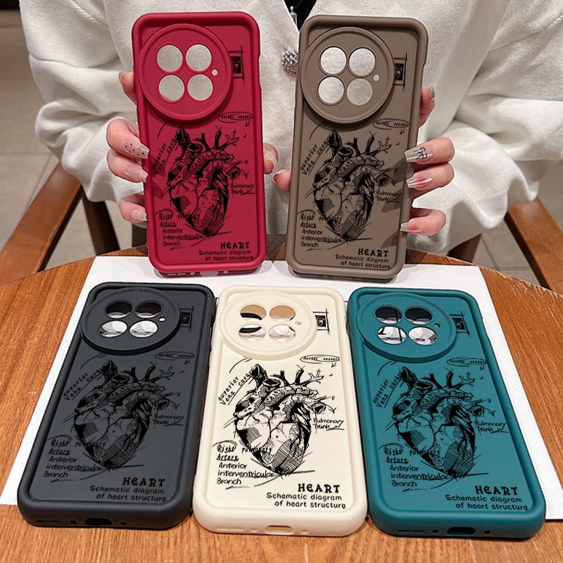 Heart Pattern Shockproof Matte Phone Case For OnePlus 13R 13T 13 12R 11R Ace 5 3 2 Lens Protection TPU Soft Anti-Fall Bumper Cover