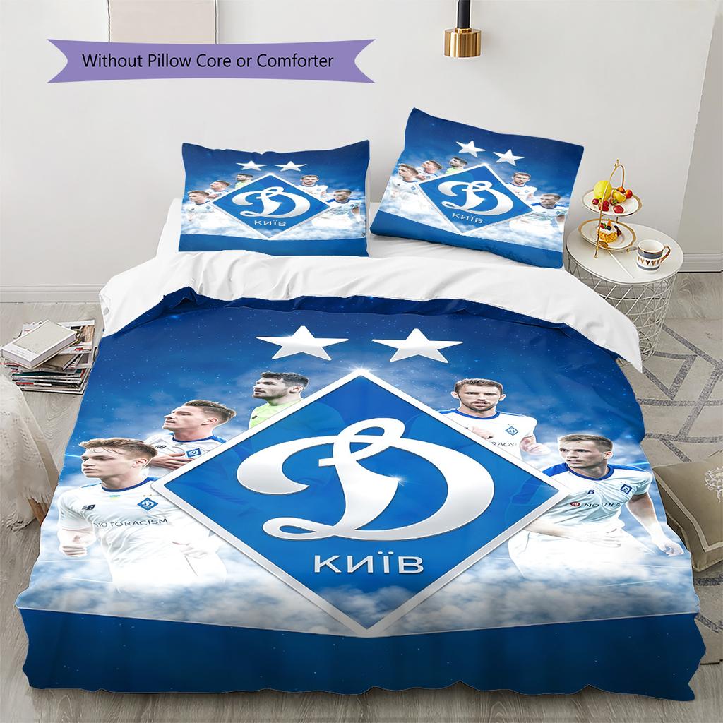 FC Dynamo Kyiv Pattern Bedding Quilt Set Quilt Cover Pillowcase Home Decoration Birthday Gift (1 * duvet cover + 2 * pillowcase, without core)