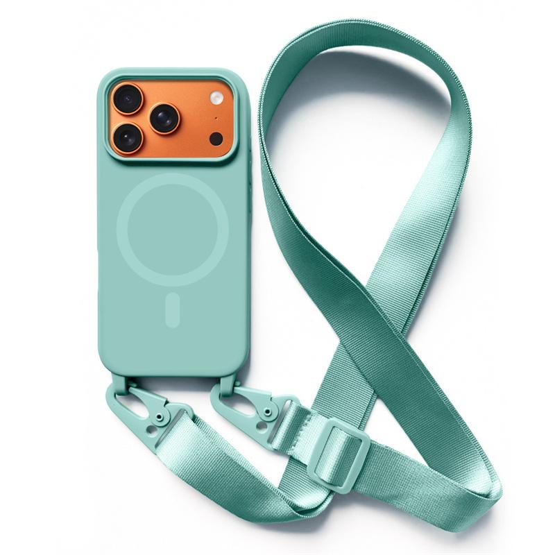 Чехол-кошелек на ремешке через плечо Для iphone 17 Air 16 15 14 13 12 Mini 11 Pro Max Plus Для Magsafe Силиконовый Мягкий Магнитный Задний Чехол