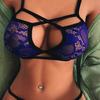1 Set Sexy Underwear See Through Hollow Out Crossover Strap Breathable Tempting Lace Erotic Underwear Ladies Clothing