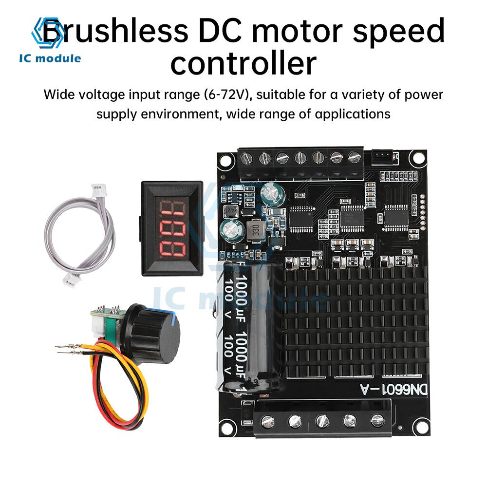 DC 6-72V 15A Brushless Motor Driver with Digital Display Forward Reverse Control Three-Phase ESC for Airplane Water Pump Fan